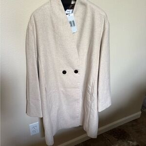 Mango Beige Double-Breasted Blazer